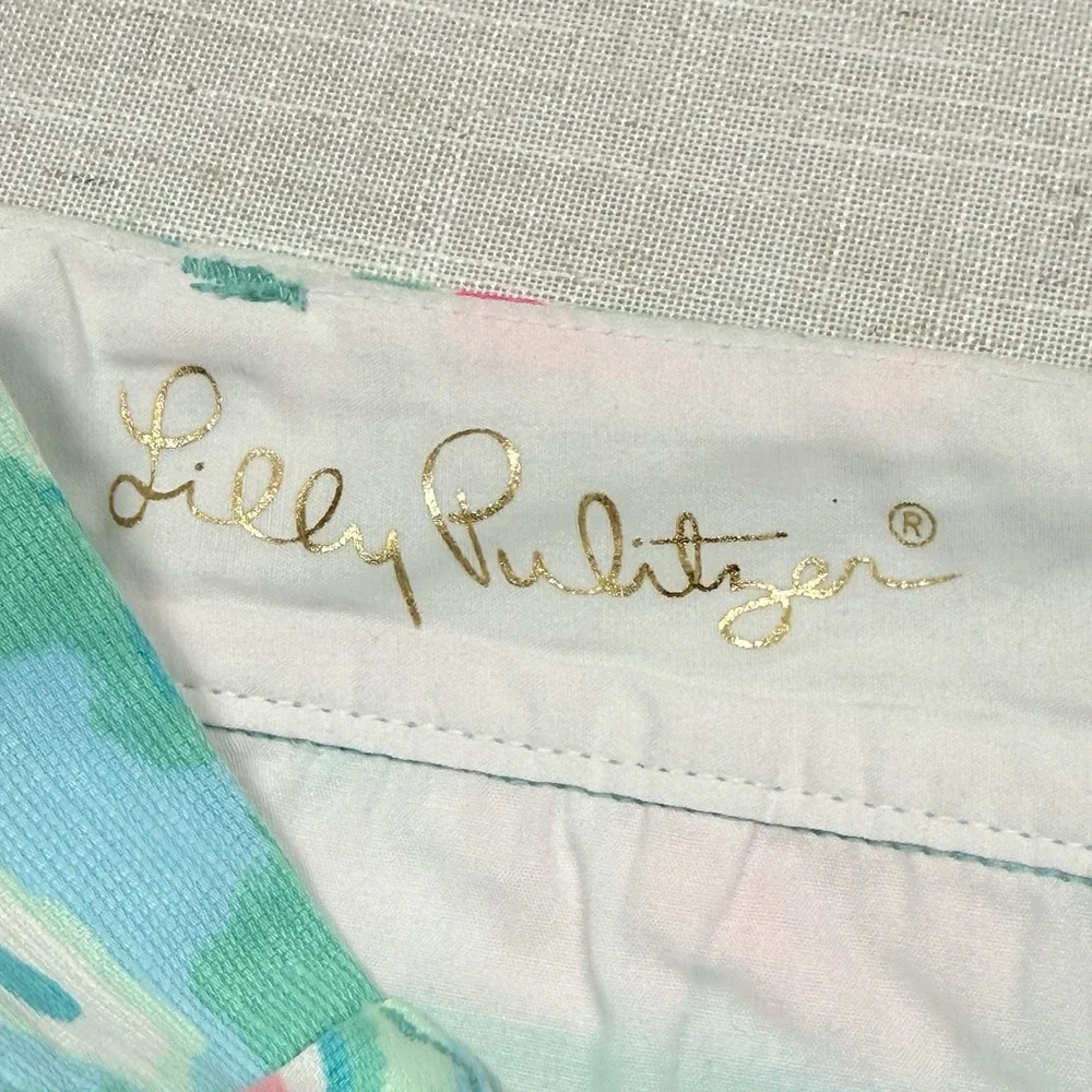 Lilly Pulitzer The Chipper‎ Short Women Size 00 Pink Teal Bermuda Shorts 19987